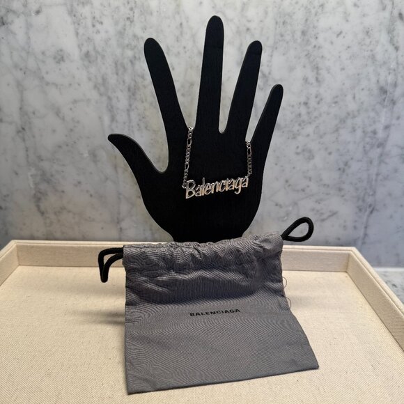 Balenciaga Typo Metal Necklace in Silver - Picture 1 of 3